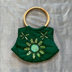 Mandy Marapu Green With Sequence Purse